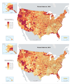 map of US military veterans