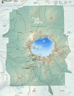 map of crater lake national park, USA